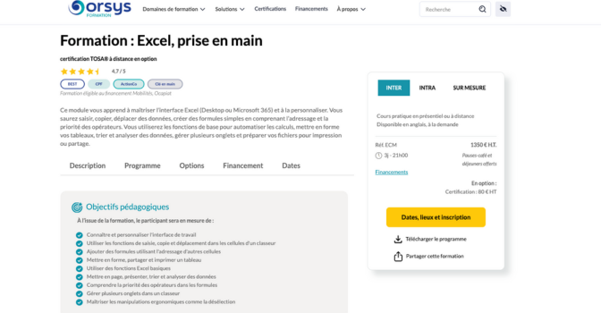 formation Excel - DataScientest